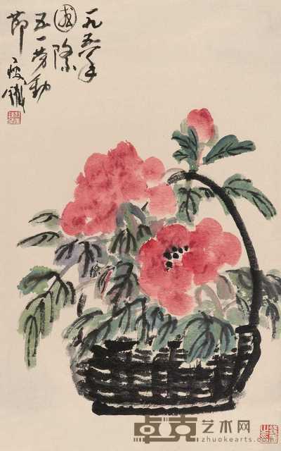 钱瘦铁 1958年作 牡丹 镜心 79×49.5cm